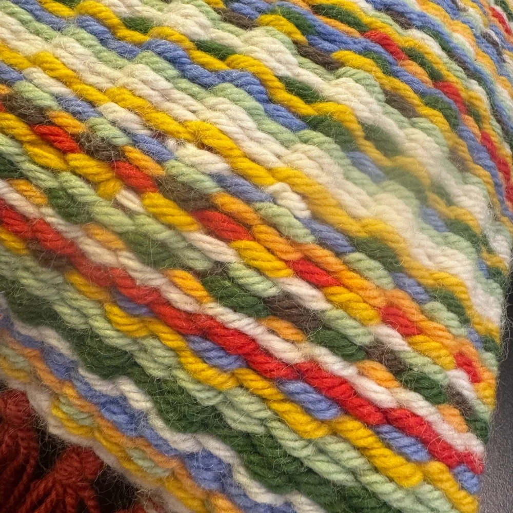 Handmade Woven Throw Pillow Small Multi-Color Striped Boho Fringe Accent